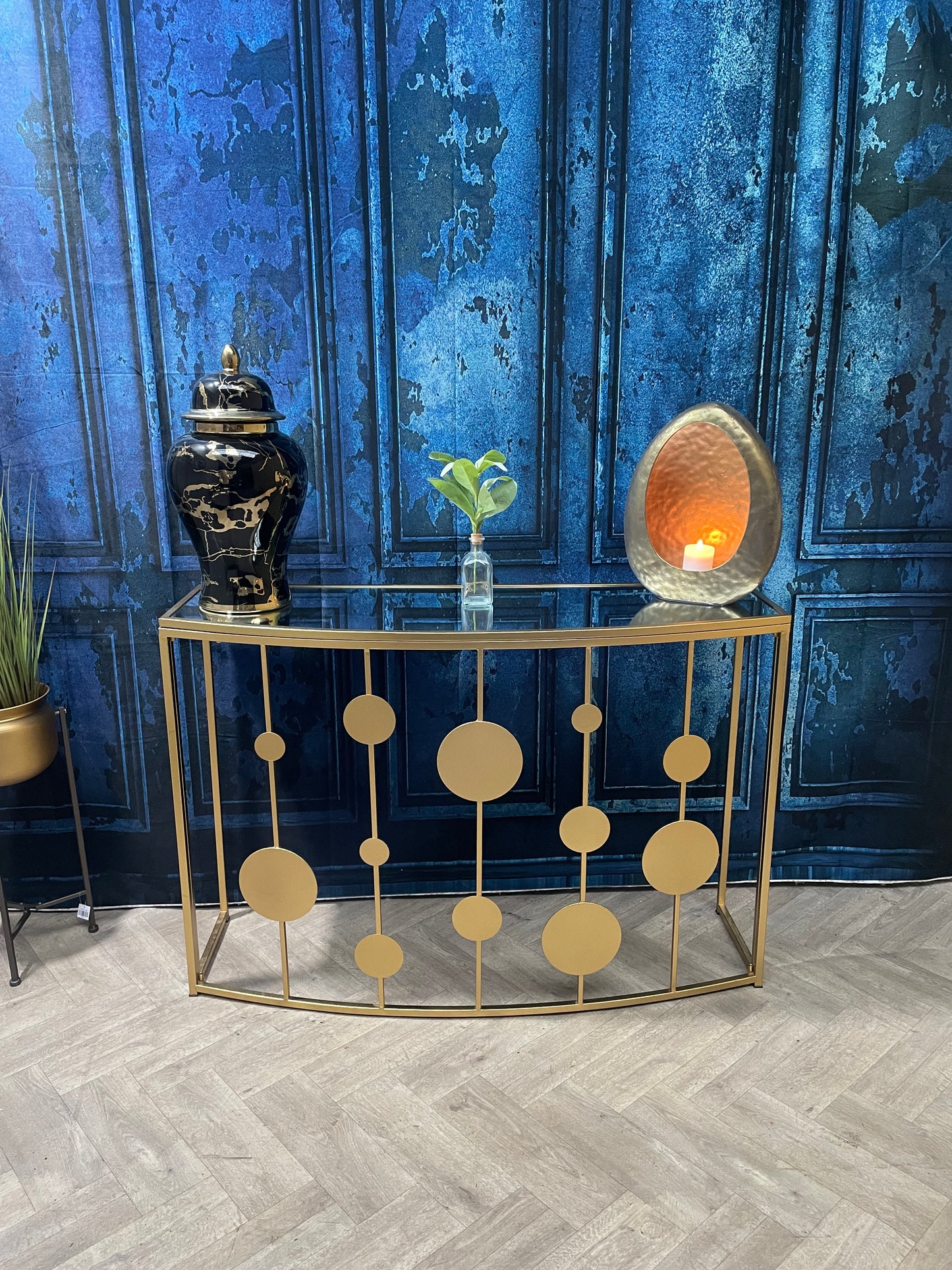 Farran Gold Finish Console Table With Mirror