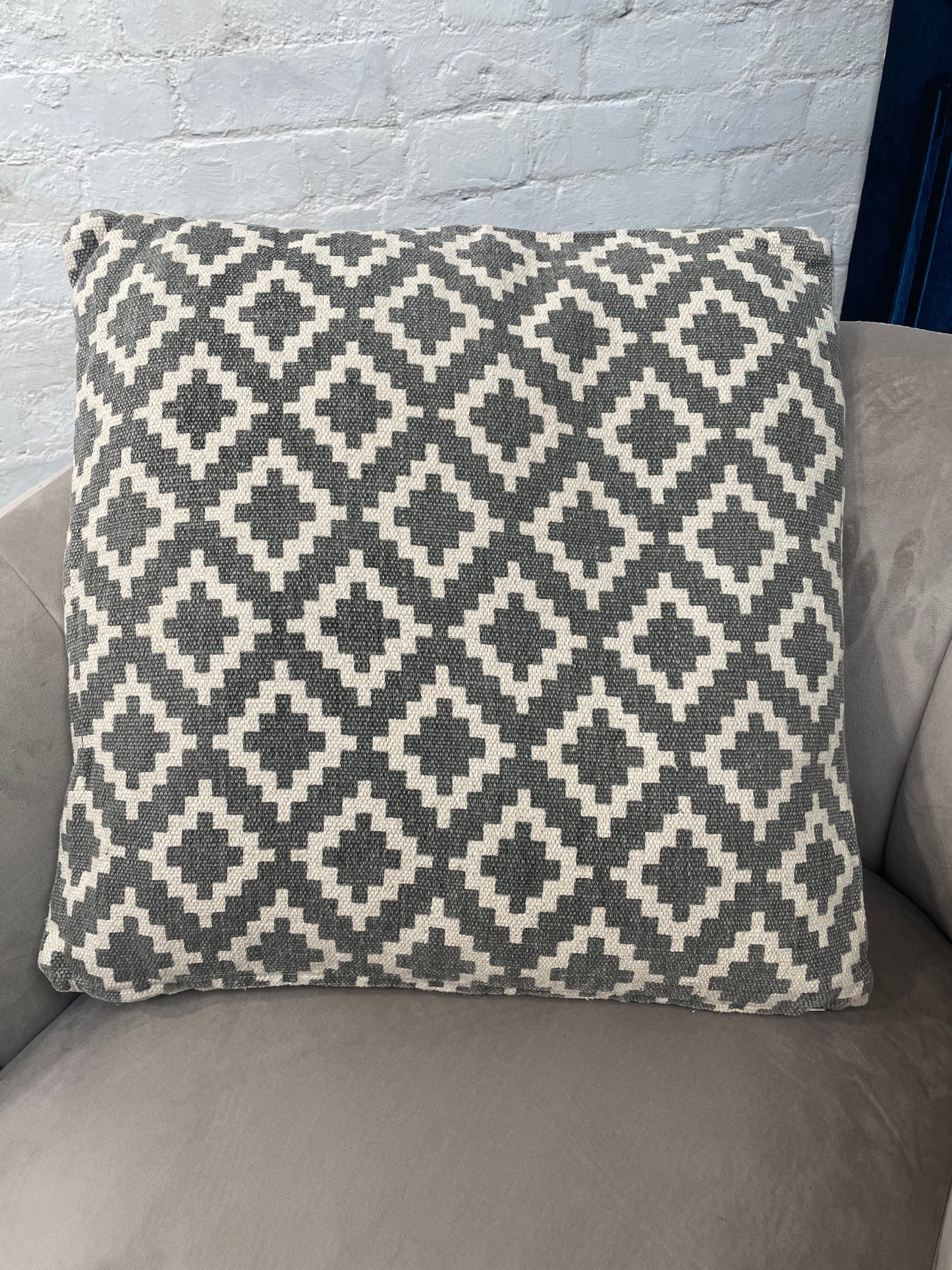 Light Grey and Beige Cotton Cushion 50 x 50cm