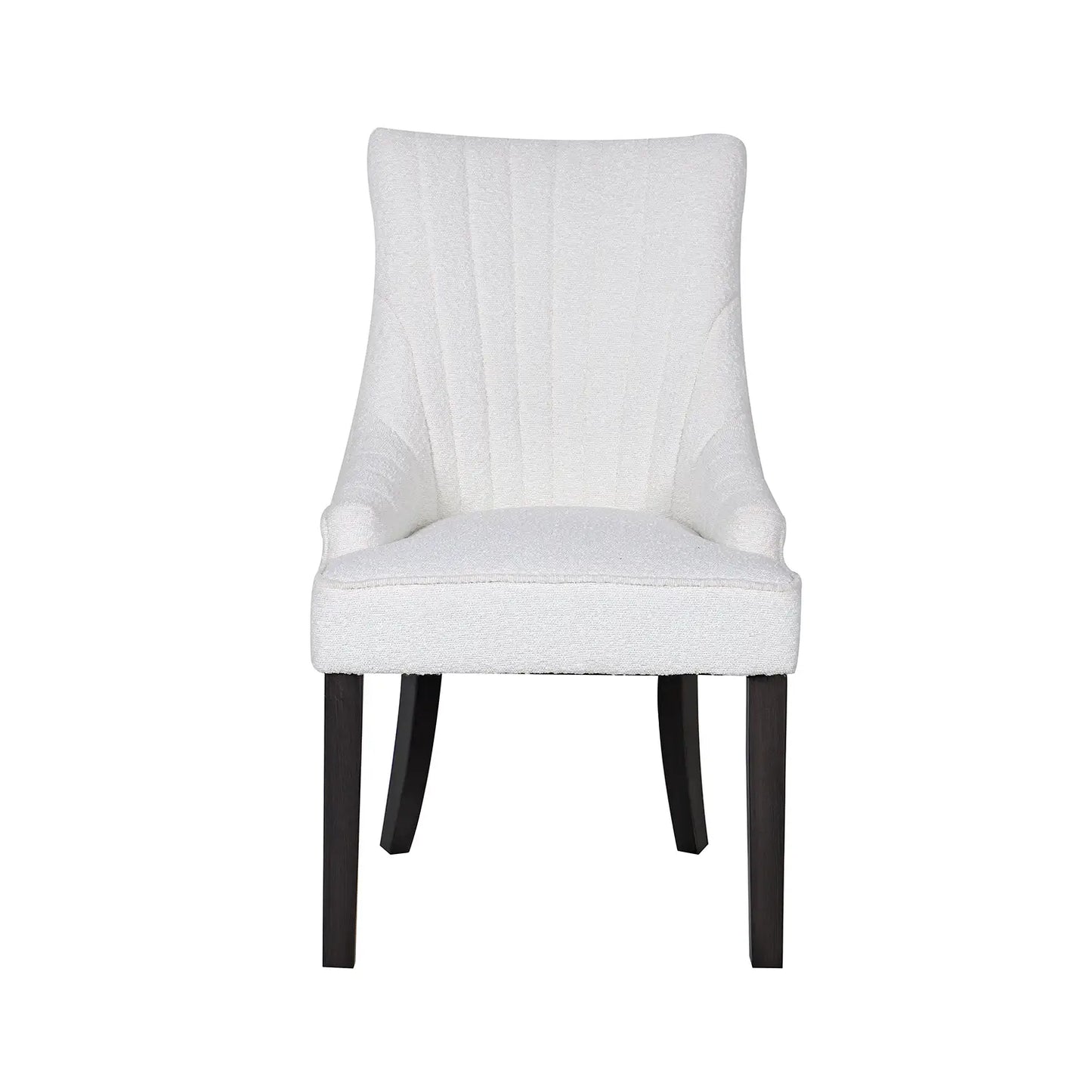 Set of 2 Iconic Ivory Boucle Fabric Upholstered Dining Chairs