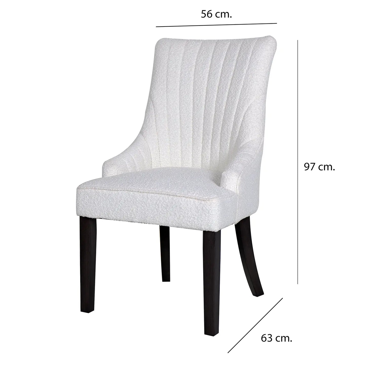 Set of 2 Iconic Ivory Boucle Fabric Upholstered Dining Chairs