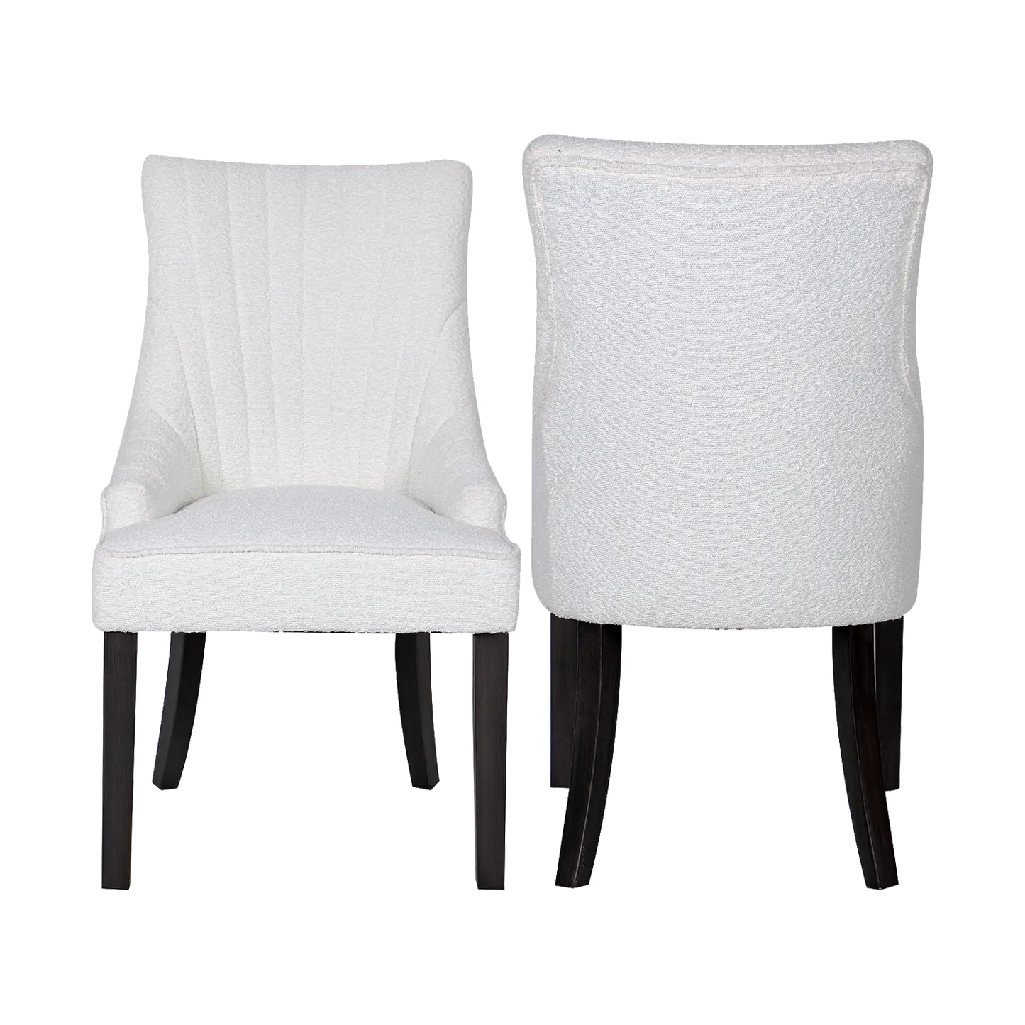 Set of 2 Iconic Ivory Boucle Fabric Upholstered Dining Chairs