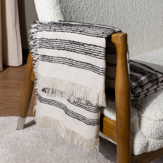 HÖEM Jour Woven Fringed Throw Natural