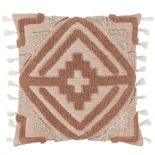 Kalai Tuft Tasselled Cushion Cinnamon