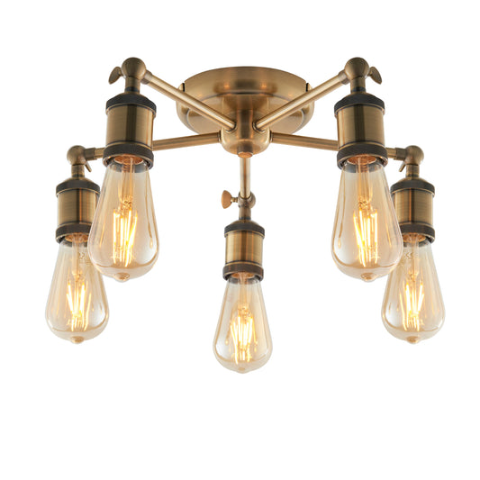 Candler 5 Ceiling Light Antique Brass