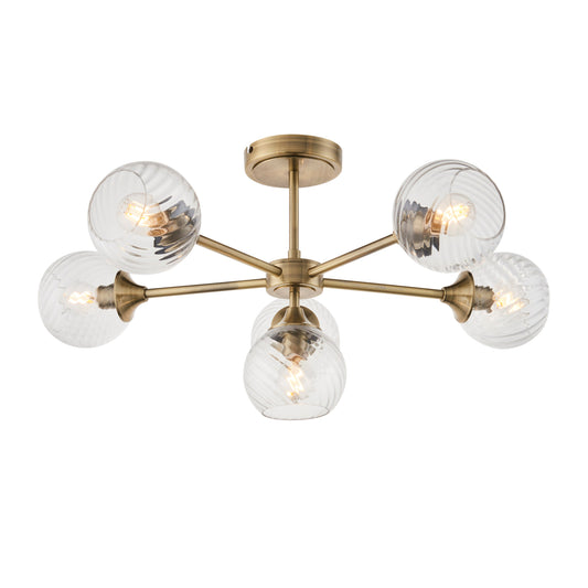 Albany 6 Ceiling Light Antique Brass