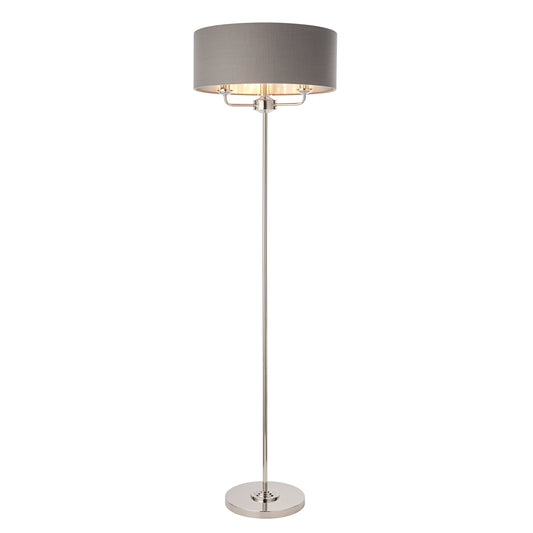 Charlotte 3 Floor Light Nickel & Charcoal