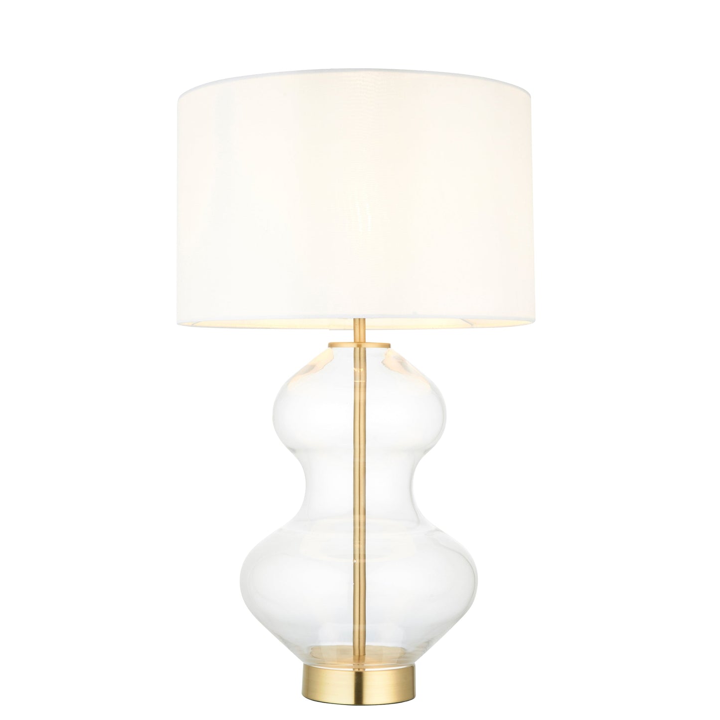 Cullen Shaped Table Lamp Satin Brass Vintage White