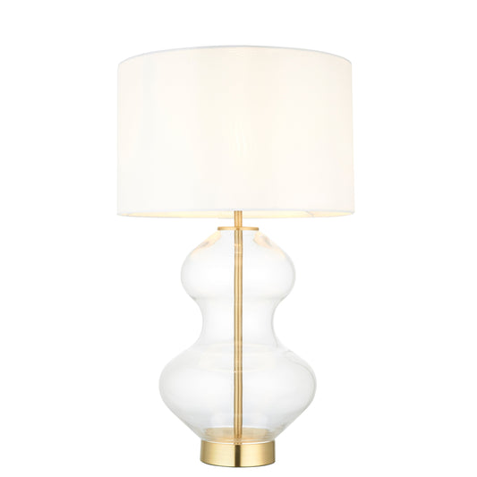 Cullen Shaped Table Lamp Satin Brass Vintage White