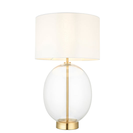 Cullen Oval Table Lamp Satin Brass Vintage White