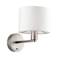 Bienville Wall Light Nickel & White Faux Silk