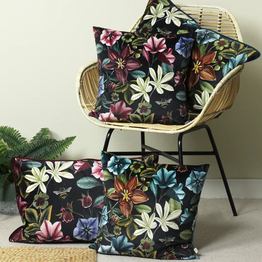 Evans Lichfield Midnight Garden Floral Square Cushion Teal