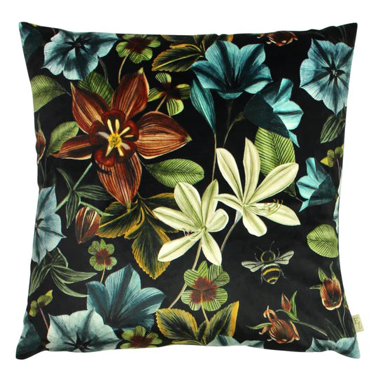 Evans Lichfield Midnight Garden Floral Square Cushion Teal