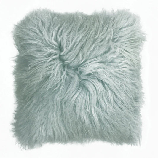 Paoletti Mongolian Sheepskin Cushion Blue Blush