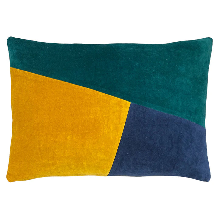 Furn Morella Abstract Cushion Emerald/Ochre/Navy