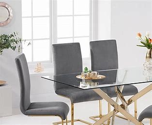 Bernini 160cm Rectangular Glass & Gold Dining Table