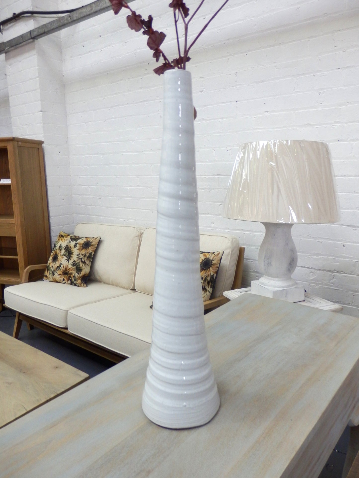 Large Stem Vase - White