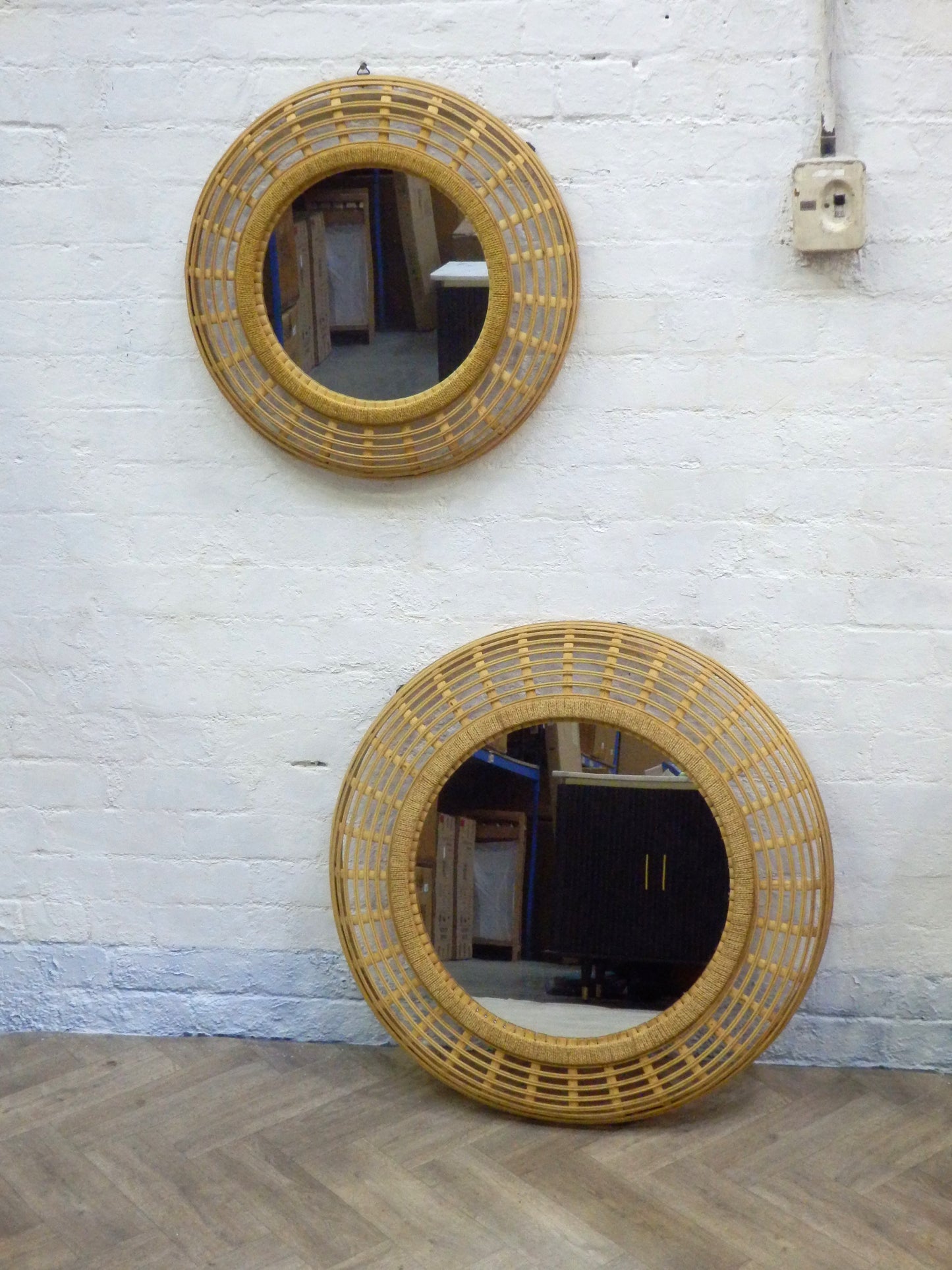 Set of Two Rattan Mirrors