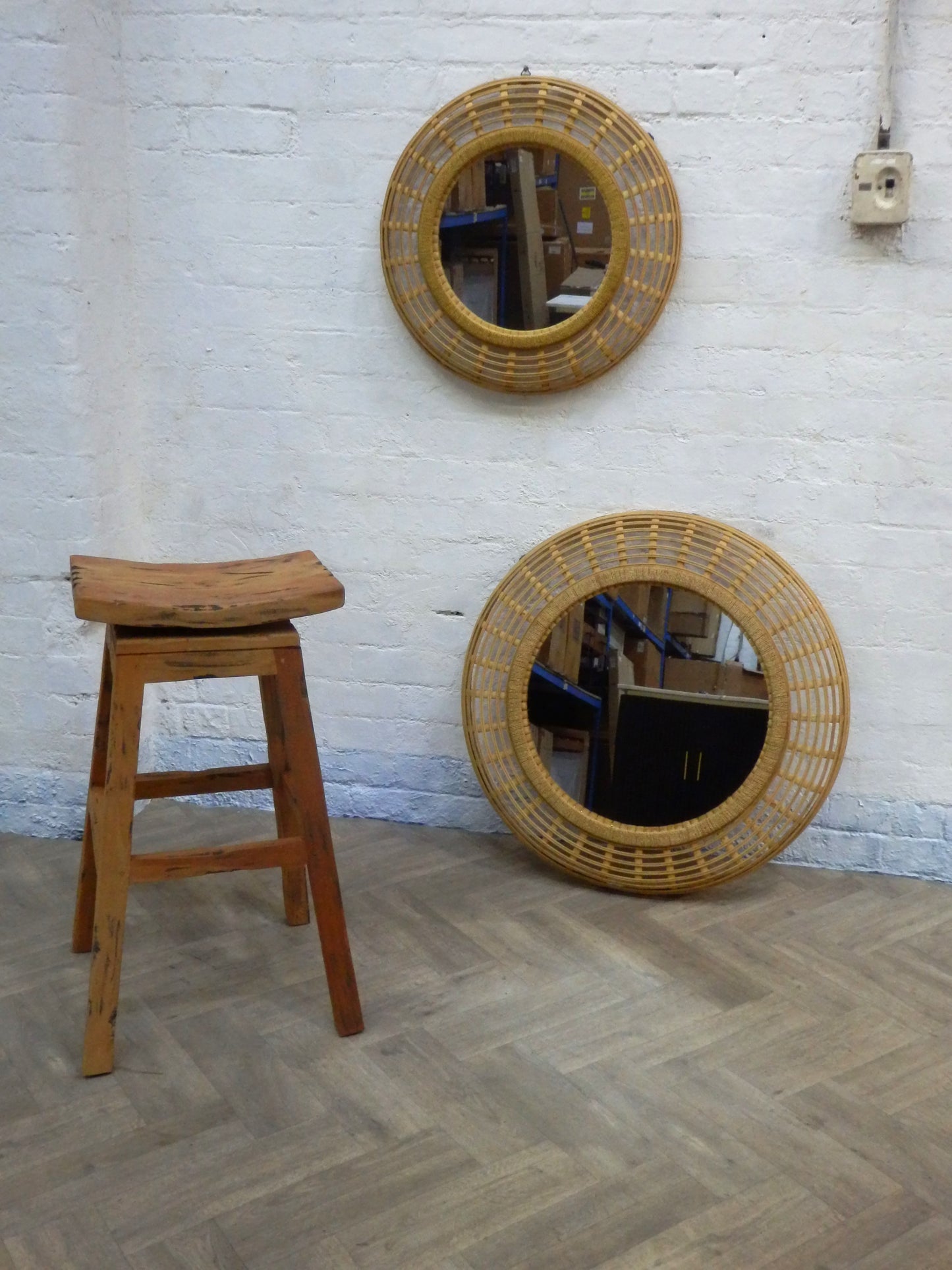 Set of Two Rattan Mirrors