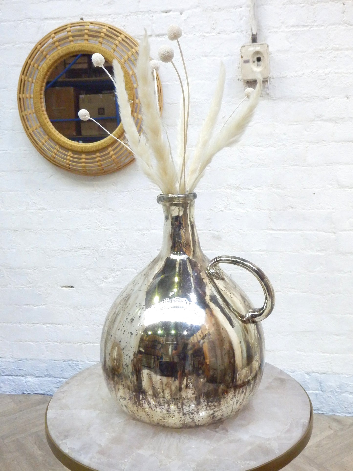 Large Flask Vase- Silver