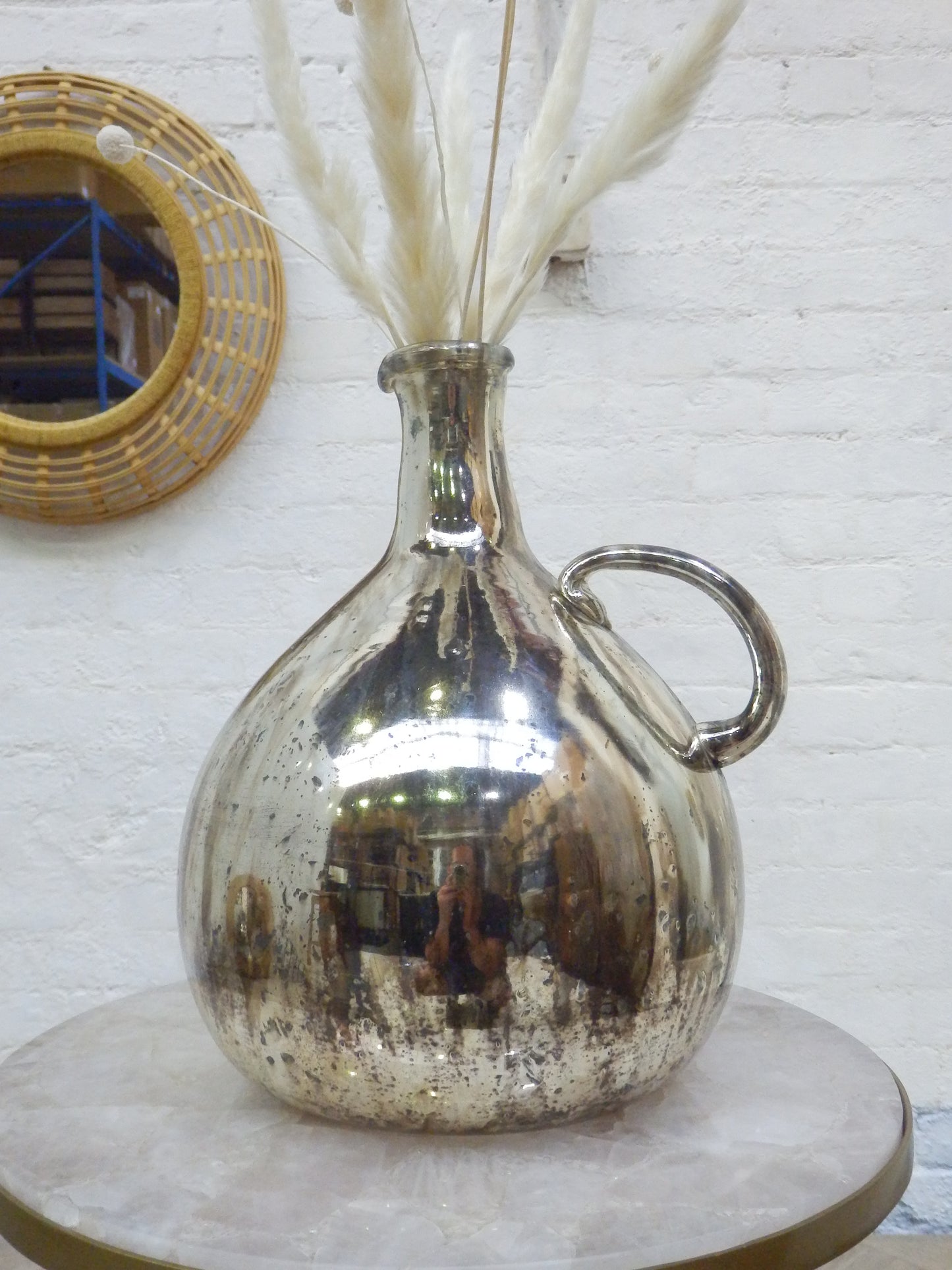 Large Flask Vase- Silver