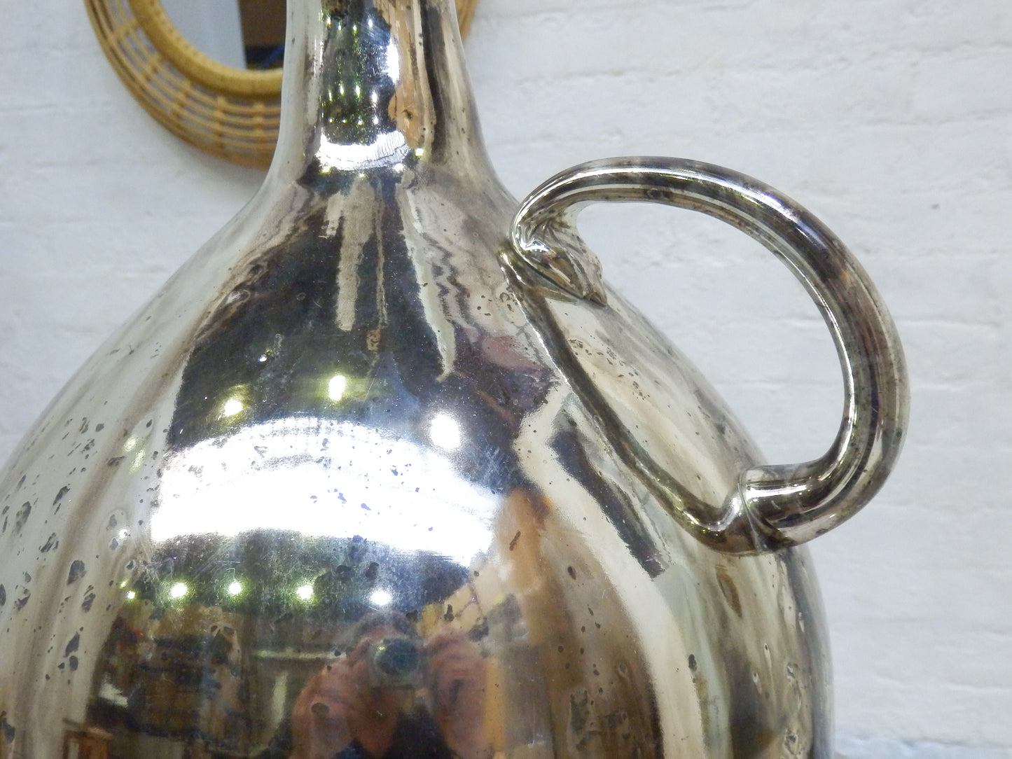 Large Flask Vase- Silver