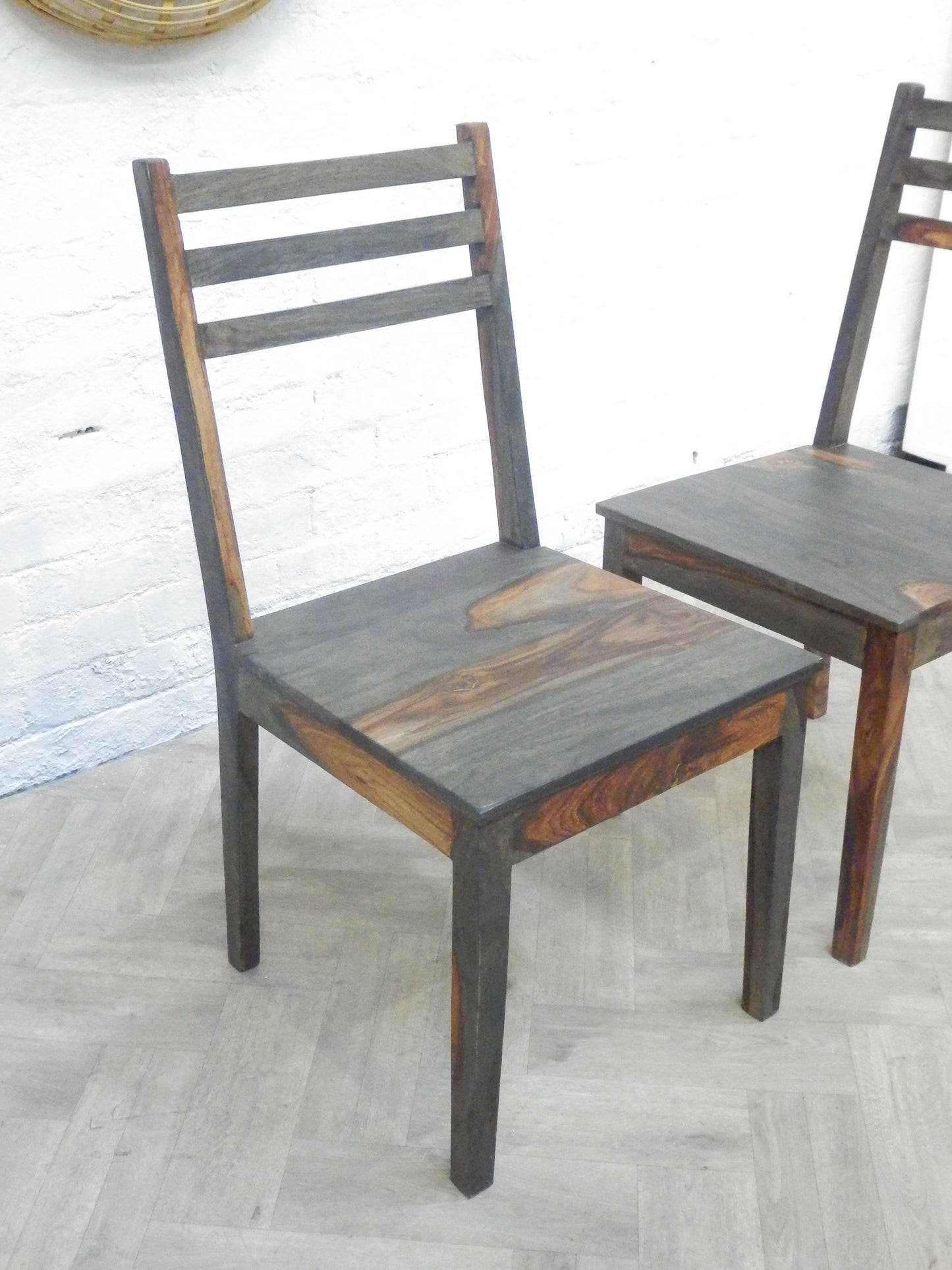 Set of Two Dining Chairs in Olive & Mango Wood