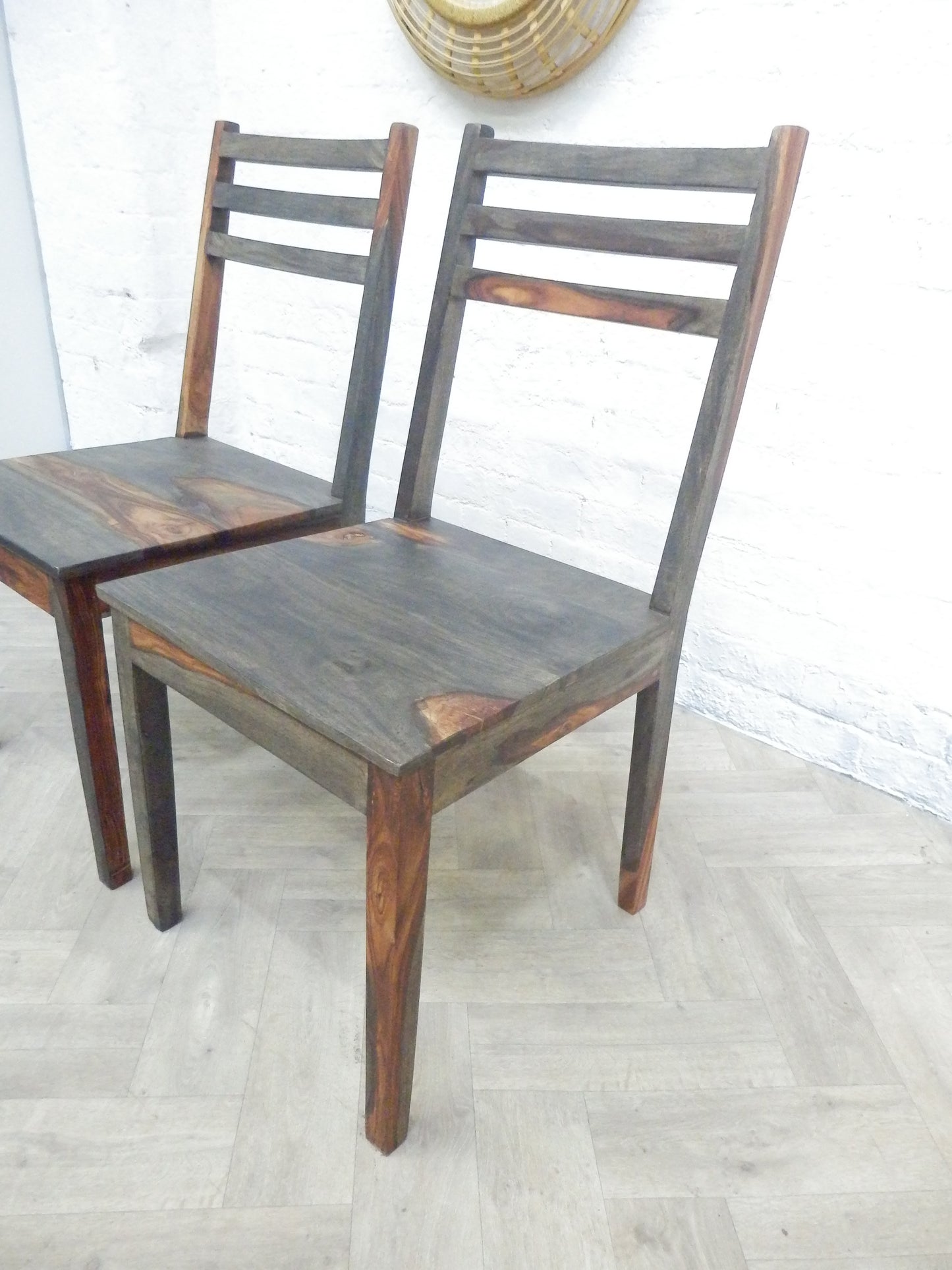 Set of Two Dining Chairs in Olive & Mango Wood