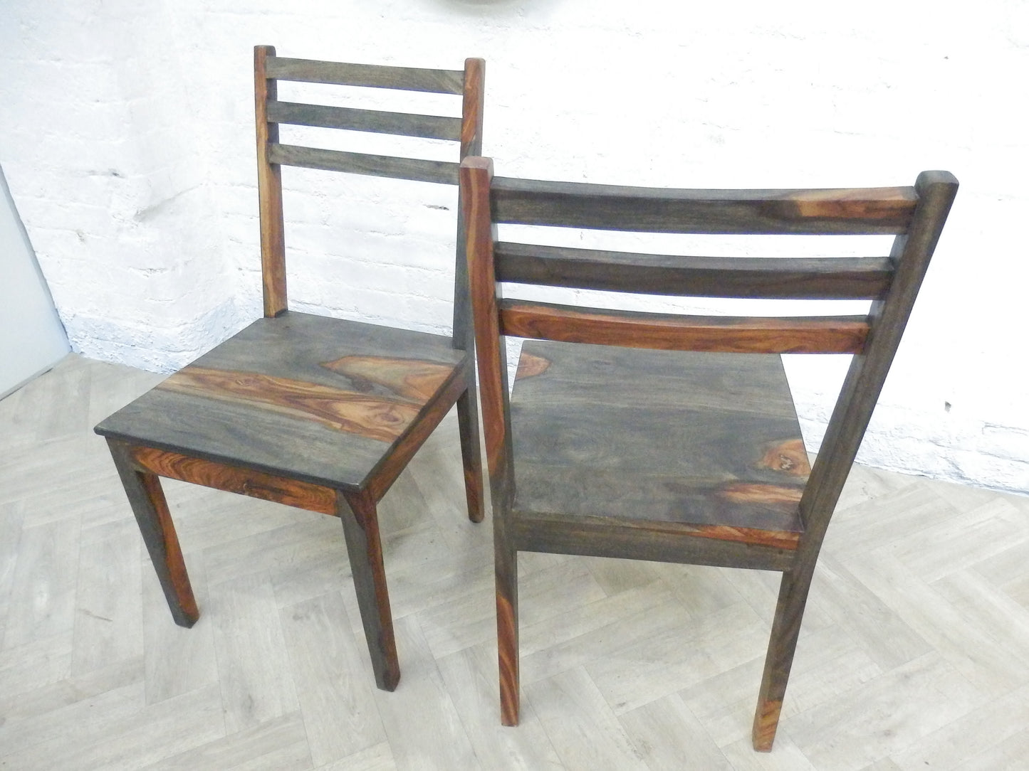 Set of Two Dining Chairs in Olive & Mango Wood