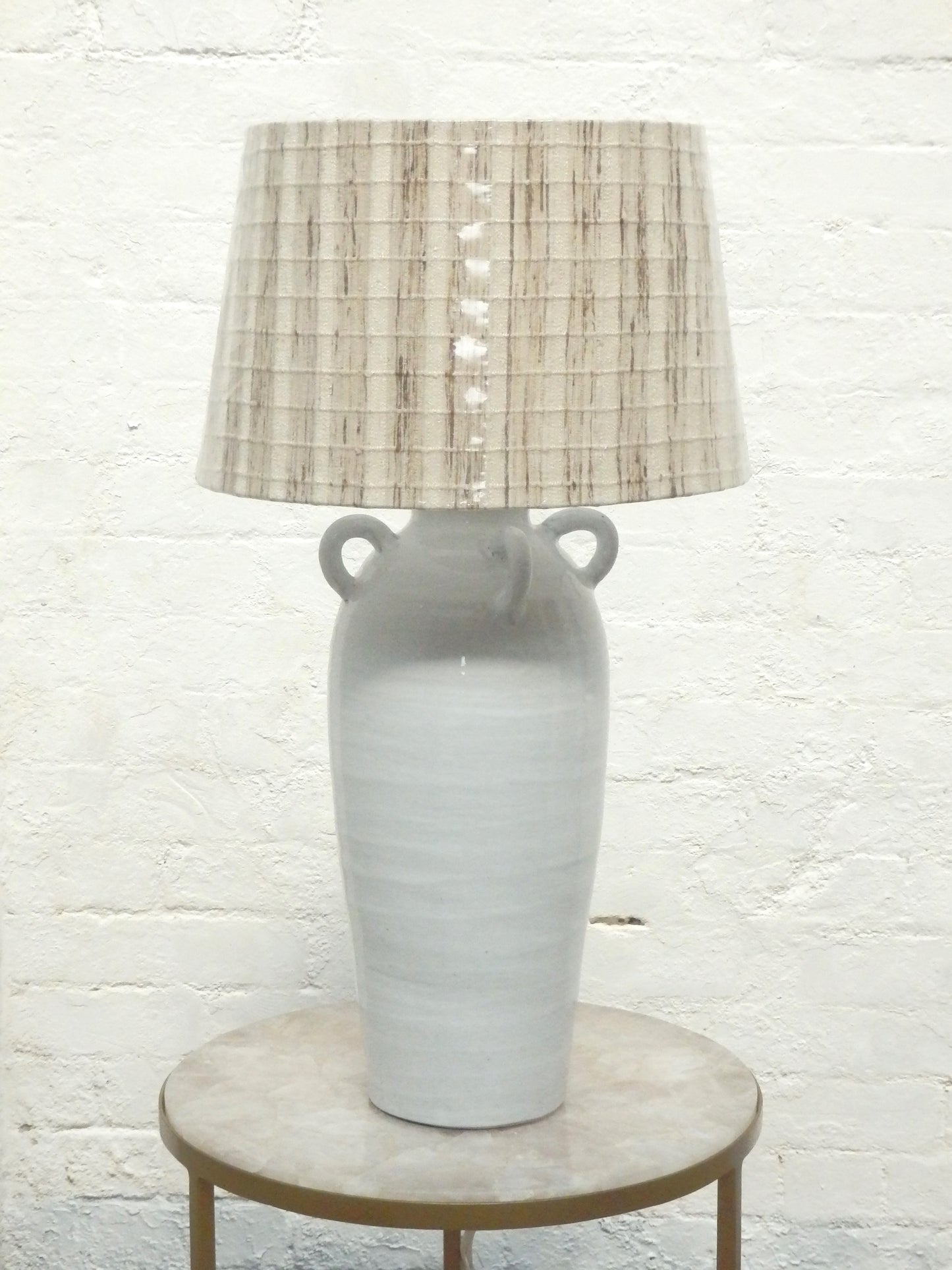 Handled White Table Lamp