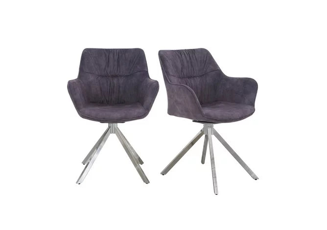 Furniture Village Marvel Chrome Pair of Swivel Dining Chairs