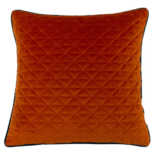 Quartz Quilted Cushion Jaffa Orange/Teal