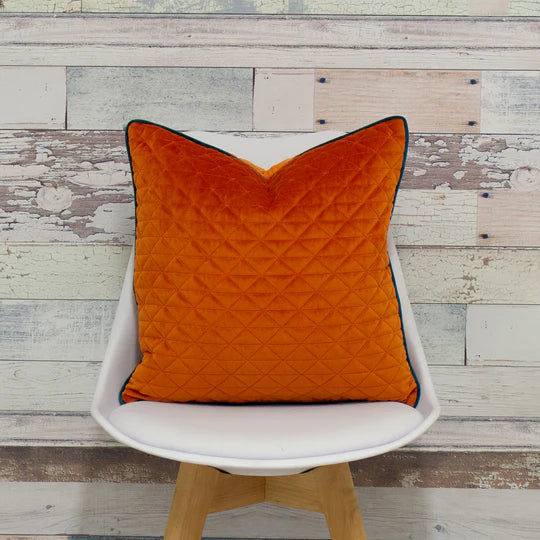 Quartz Quilted Cushion Jaffa Orange/Teal