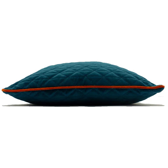 Quartz Rectangular Quilted Cushion Teal/Jaffa