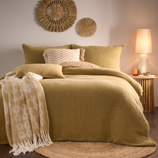 Ribble Acid Washed Duvet Cover Set Honey (king)