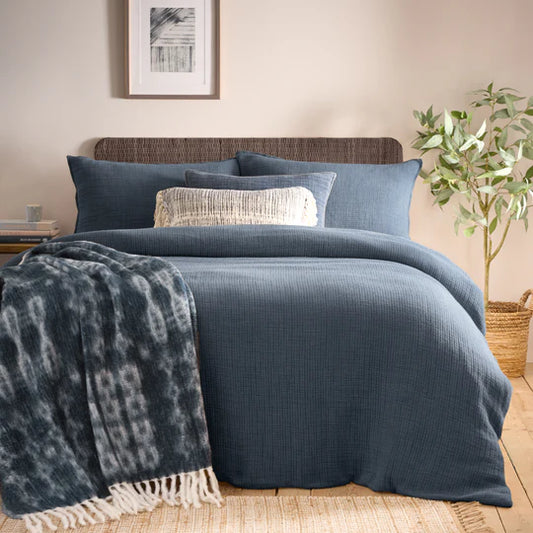 Ribble Acid Washed Duvet Cover Set Ink (king)