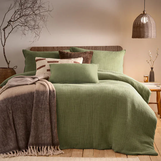 Ribble Acid Washed Duvet Cover Set Khaki (king)