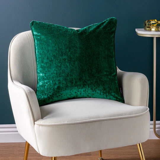 Paoletti Ripple Plush Velvet Cushion Emerald