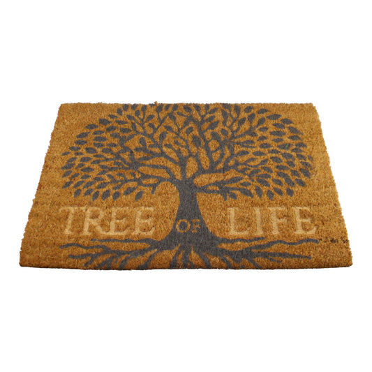 Tree Of Life Design Coir Doormat, 60x40cm - Natural/Brown