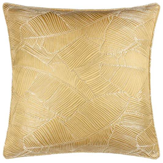 Seymour Embroidered Woven Jacquard Piped Cushion Gold