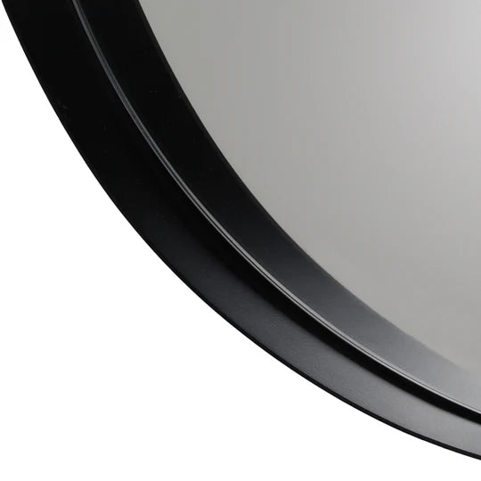 Yard Thin Round Deep Edge Circular Wall Mirror Black