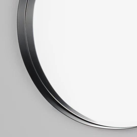 Yard Thin Round Deep Edge Circular Wall Mirror Black