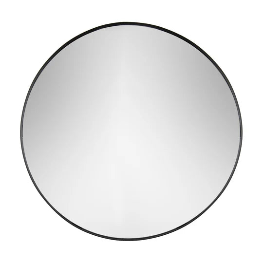 Yard Thin Round Deep Edge Circular Wall Mirror Black