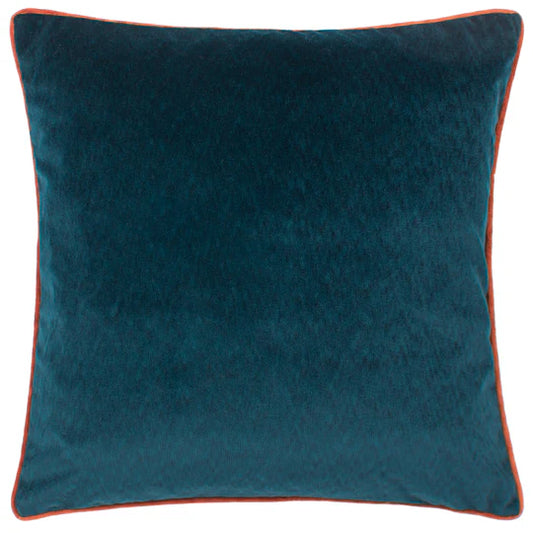 Paoletti Torto Opulent Velvet Cushion Teal/Brick