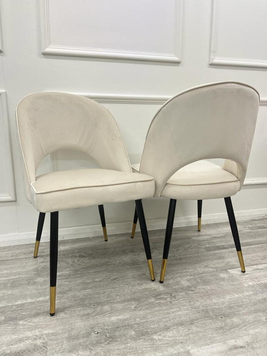 Astra Dining Chair, Beige Velvet