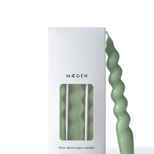 MÆGEN Spiral Taper Candles - 3 Pack - Sage