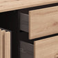 Parrott Oak Effect And Black 4 Drawer Sideboard