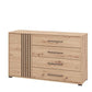 Parrott Oak Effect And Black 4 Drawer Sideboard