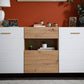 Oretta Slatted Artisan Oak Effect And White Gloss Sideboard