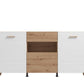 Oretta Slatted Artisan Oak Effect And White Gloss Sideboard