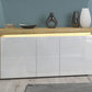 Mount Oak Effect and White Gloss 3 Door Sideboard With Lights